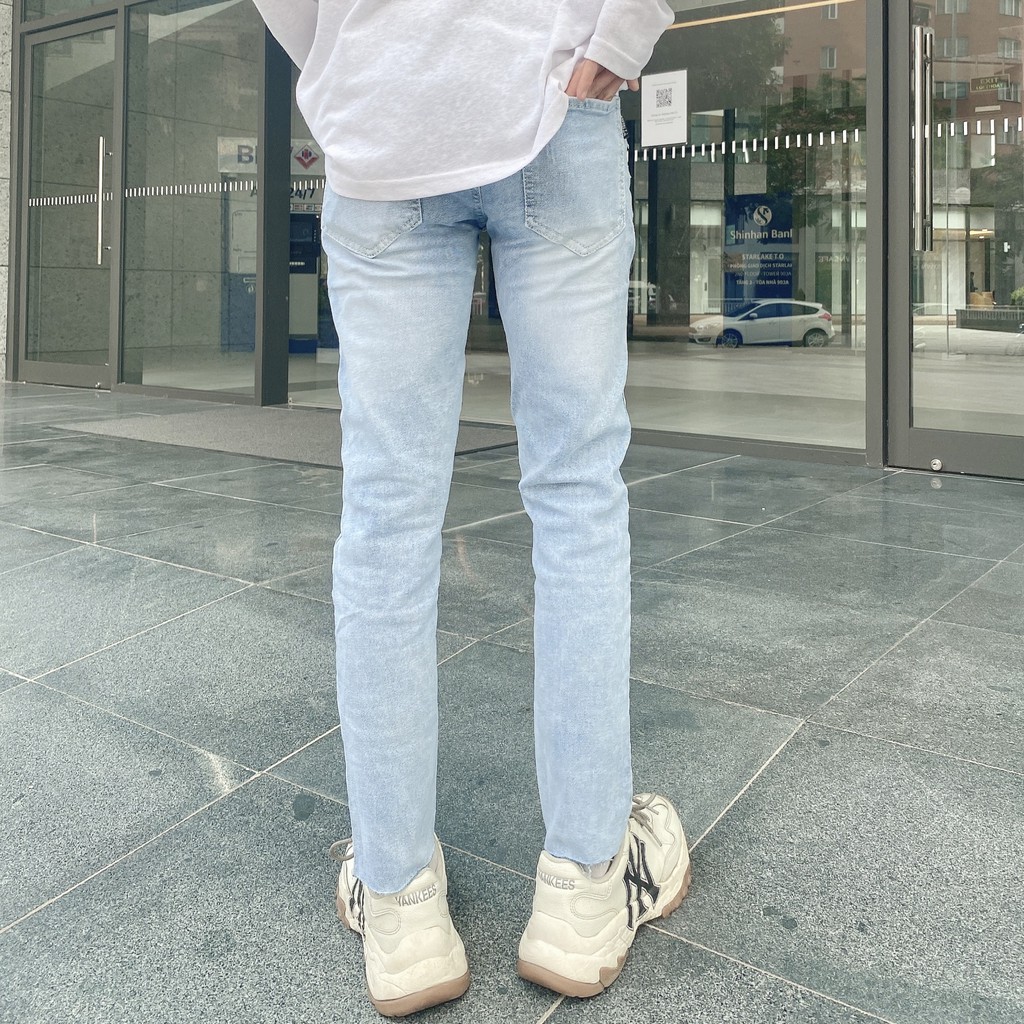 Quần Jean Nam Màu Xanh Nhạt ✅Rách Gối ✅Jean Co Dãn [Freeship] Cam Kết Đổi Trả TRENDYSTORE [#1991] | BigBuy360 - bigbuy360.vn