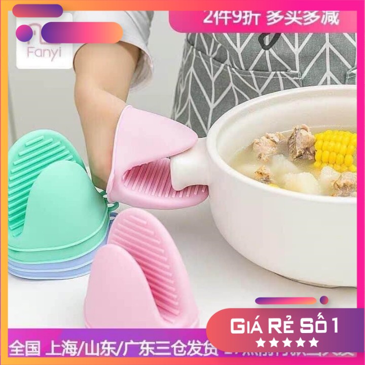 Set 2 miếng nhấc nồi FREESHIPLót tay nhấc nồi cao silicon cách nhiệt chịu nóng nhiều màu