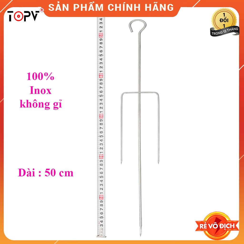 Xiên đinh ba TopV 54cm, phù hợp bếp TopV V5Plus, xiên nướng gà vịt cá, Inox cao cấp, không gỉ, xiên nướng inox, siêu bền