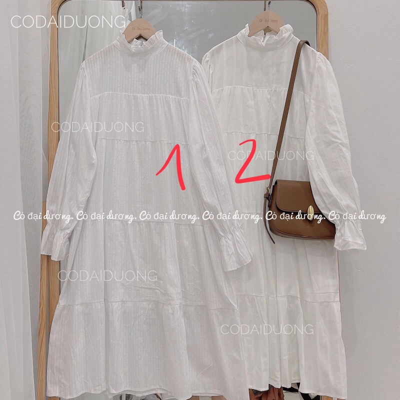 váy bbd trắng dài 2 kiểu