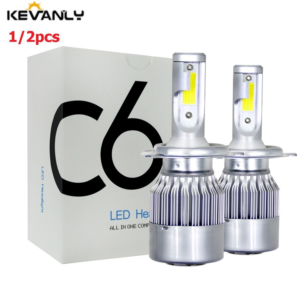 1/2 Đèn Pha Led Kevanly Tự Động C6 H1 H3 H7 Led H4 880 H11 Hb3 9005 Hb4 9006 H13 6000k 72w 12v 8000lm Cho Xe Hơi