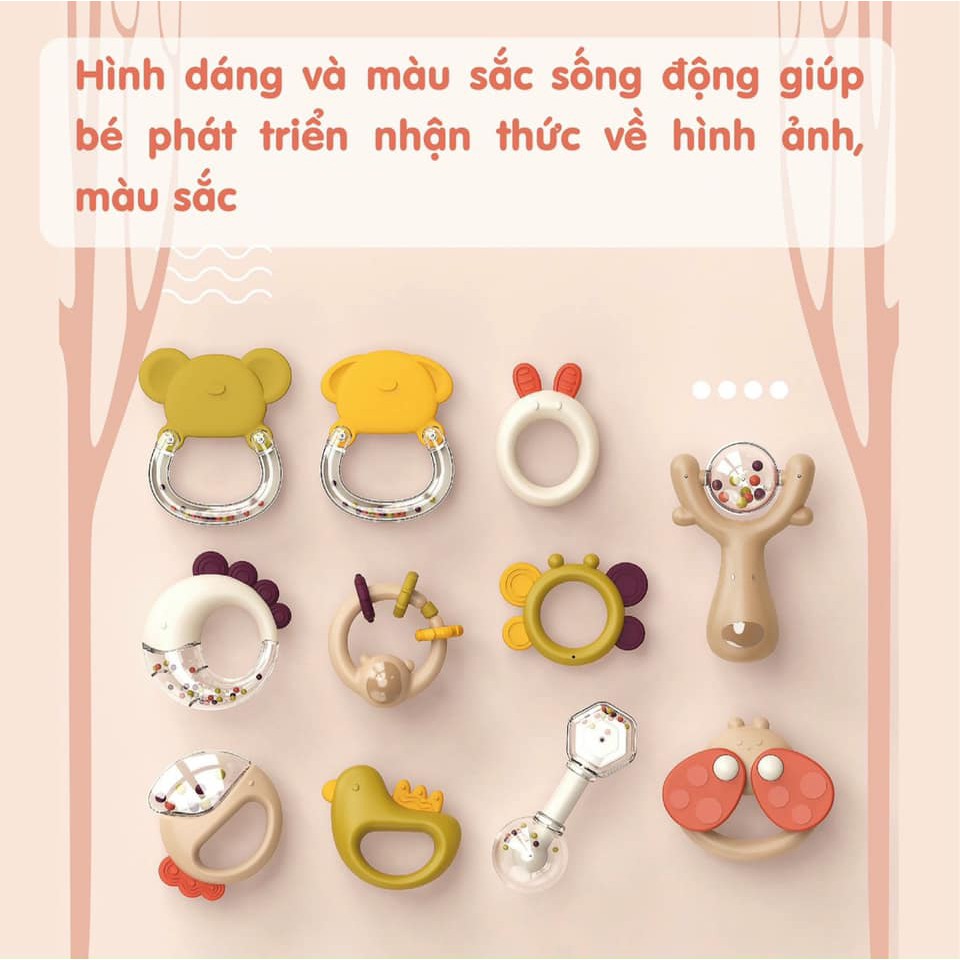 Hộp 10 xúc xắc chuột Pomo baby rattle