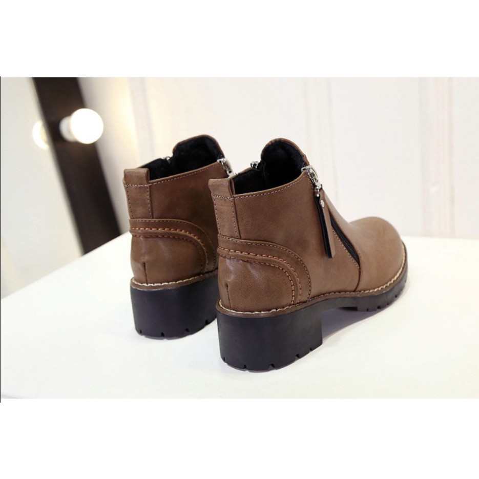 Boots nữ thấp cổ có khóa, giày boot nữ lót lông hàn quốc | BigBuy360 - bigbuy360.vn