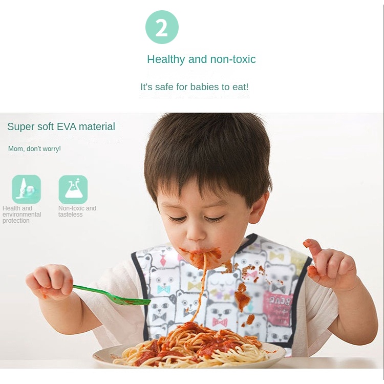 Yếm Ăn Có Túi Chống Thấm Nước Tiện Lợi Cho Bé