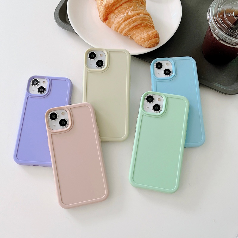 Ốp Điện Thoại Silicon Chống Sốc Chống Rơi Màu Kẹo Cho iPhone 14 13 12 11 Pro Max XS XR