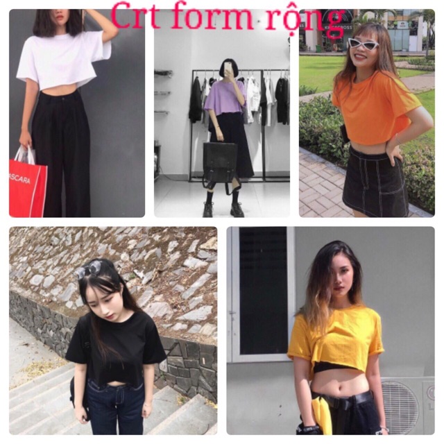 [Mã FAMAYWA giảm 10K đơn 50K] Áo Croptop Form Rộng Basic - Áo Croptop Cổ Tròn Form Rộng Tay Lỡ AN03