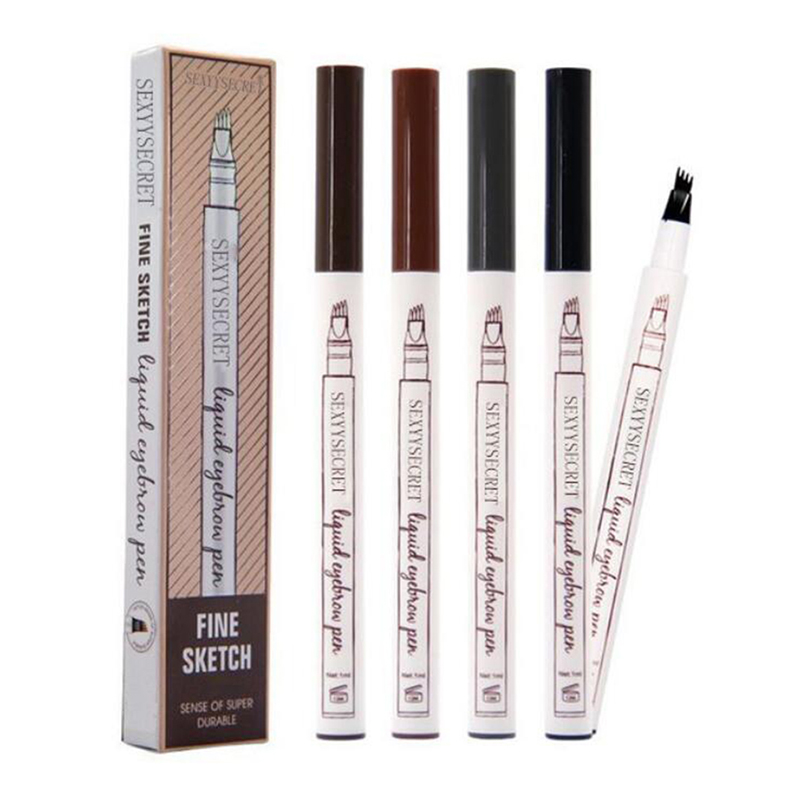 (hàng Mới Về) Bút Kẻ Lông Mày Dạng Phẩy Sợi Chống Nước Thiết Kế Đầu Bút Phân Thành 4 Nhánh Tiện Dụng