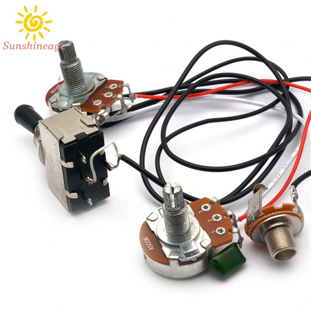 SUNAGE- ~Guitar Wiring Harness Prewired 3 Way Toggle Switch 500K Pots 1 Volume 1 Tone SsHYwW UGuedf【SUNAGE-HOT Fashion】