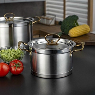 Bộ nồi inox 304 truyền nhiệt nhanh, bộ nồi Misu Louis 3 đáy nắp thủy tinh chùi rửa dễ dàng phù hợp các loại bếp Angoal