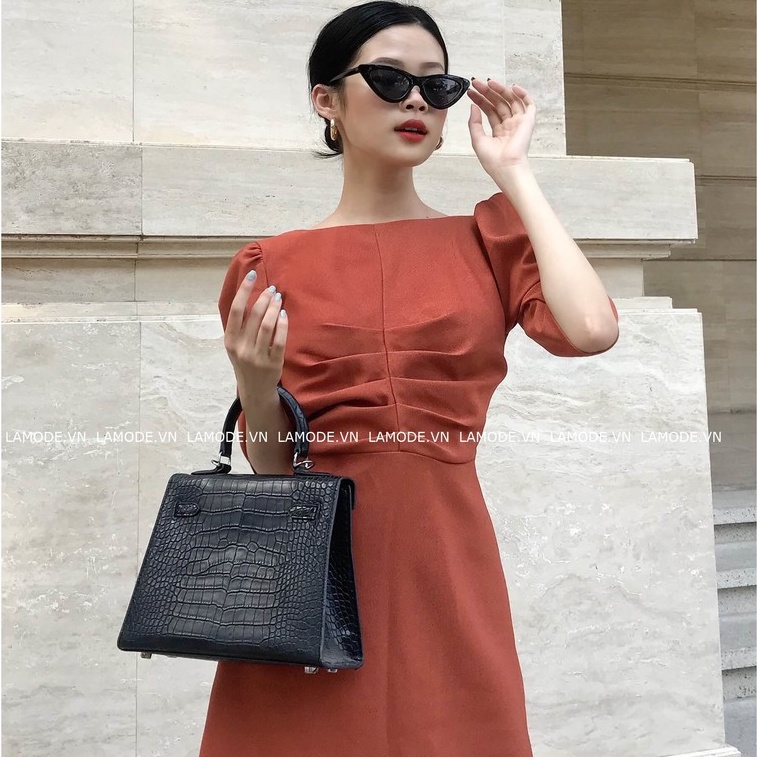 LAMODE - Đầm thiết kê xếp ly ngực dáng chữ A - DA1066