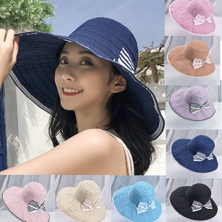 Nón đi biển rộng vành màu trơn có thể gấp lại được cho phái nữ
