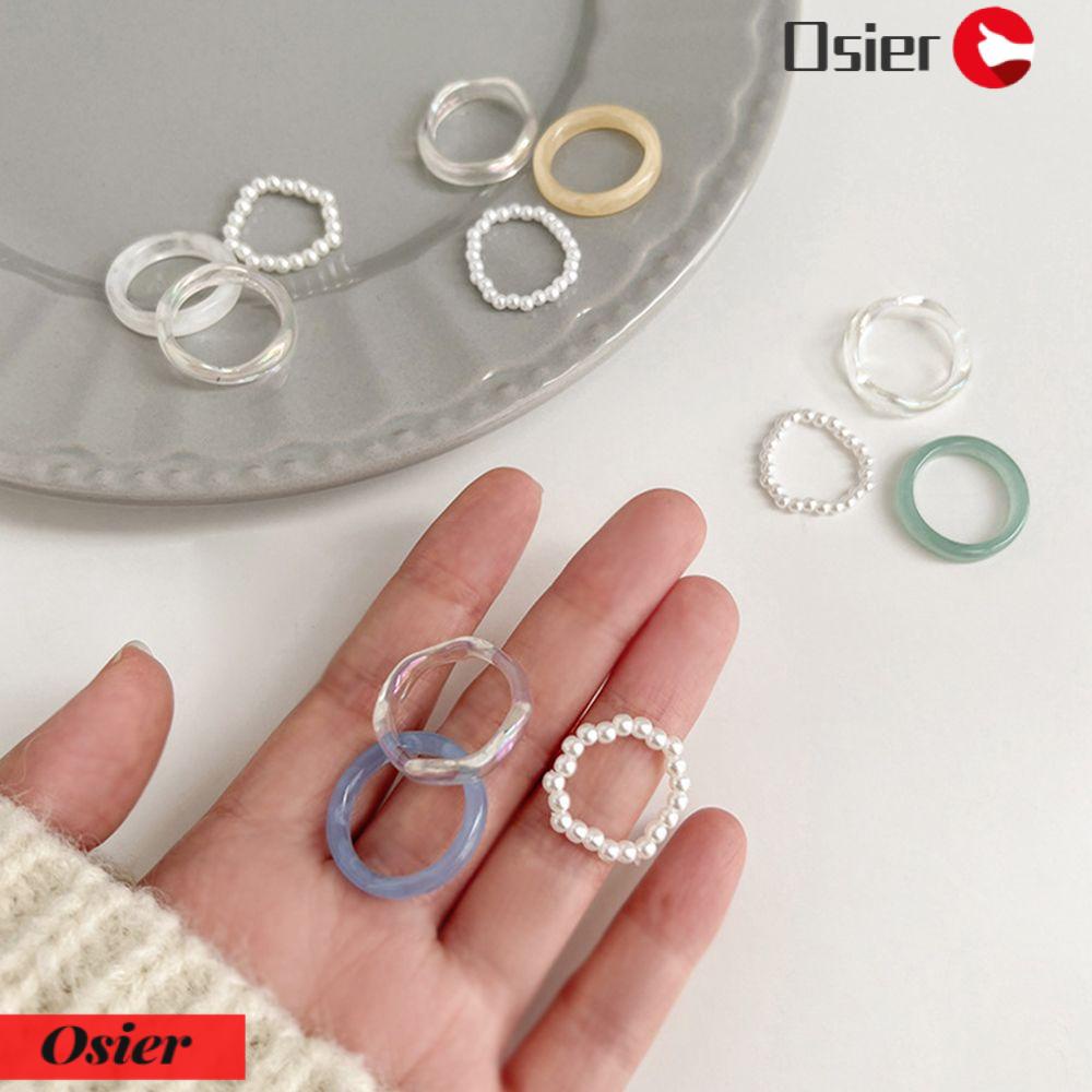 Osier✿ Set 3 Nhẫn Nhựa Acrylic Nhiều Màu Sắc Thời Trang Cho Nữ