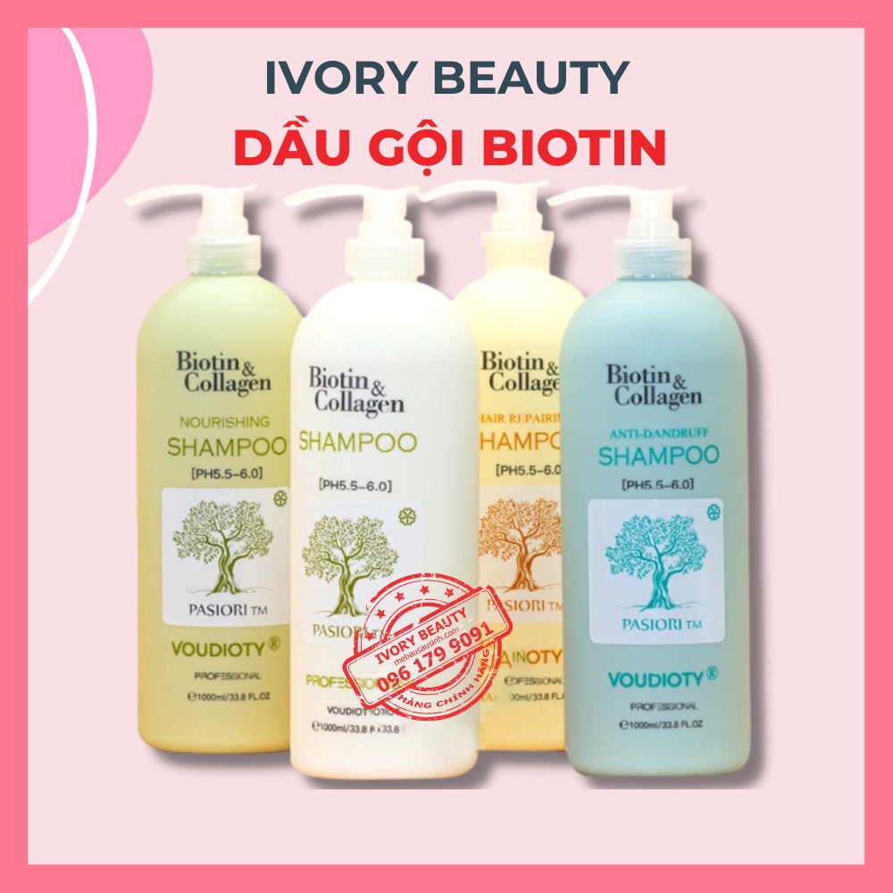 Dầu Gội Biotin Collagen Trắng 1000ml Cặp Dầu Gội Xả Giảm Rụng Tóc, Kích Mọc Tóc, Phục Hồi Tóc Khô Xơ Hàng Chính Hãng