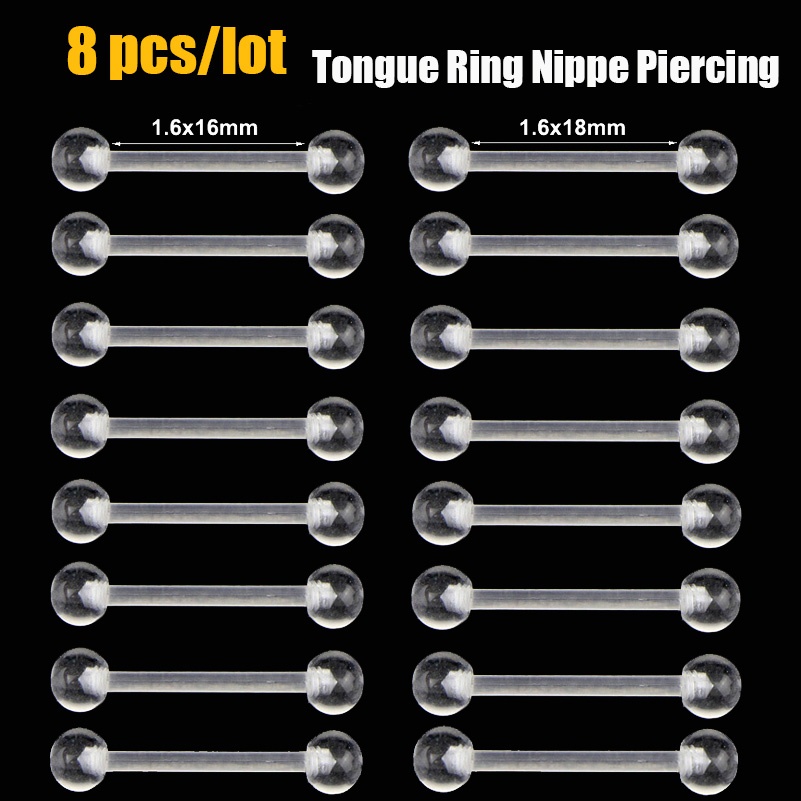 Set 8 Khuyên Xỏ Mũi Trong Suốt Kiểu Dáng Đơn Giản Dành Cho Nữ