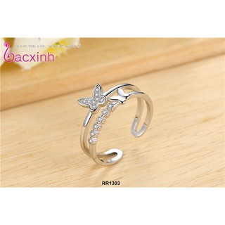 Nhẫn bạc Ý 925 Bạc Xinh Huệ Ngân- Uyên ương Hồ điệp RR1303