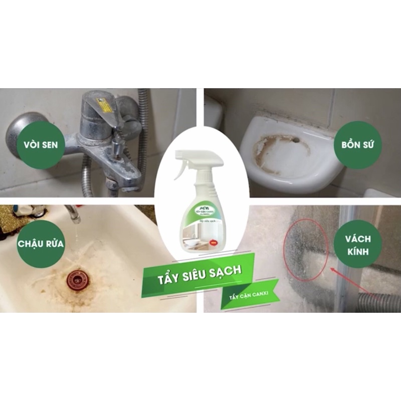 Tẩy cặn canxi MORI, đánh bay cặn canxi trên các thiết bị nhà tắm, chai 300ml