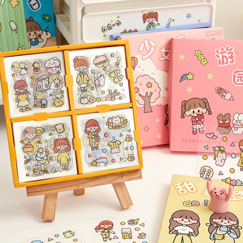 Hộp sticker 100 tấm làm quà tặng gift box dễ thương siêu xinh