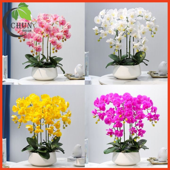 Chậu lan hồ điệp giả cao 60cm trang trí nhà cửa, cửa hàng, văn phòng, lớp học CL5