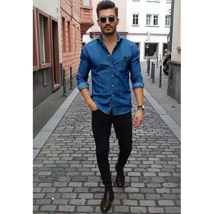 ÁO SƠMI JEANS DEMI NAM CAO CẤP CÁ TÍNH MẠNH MẼ