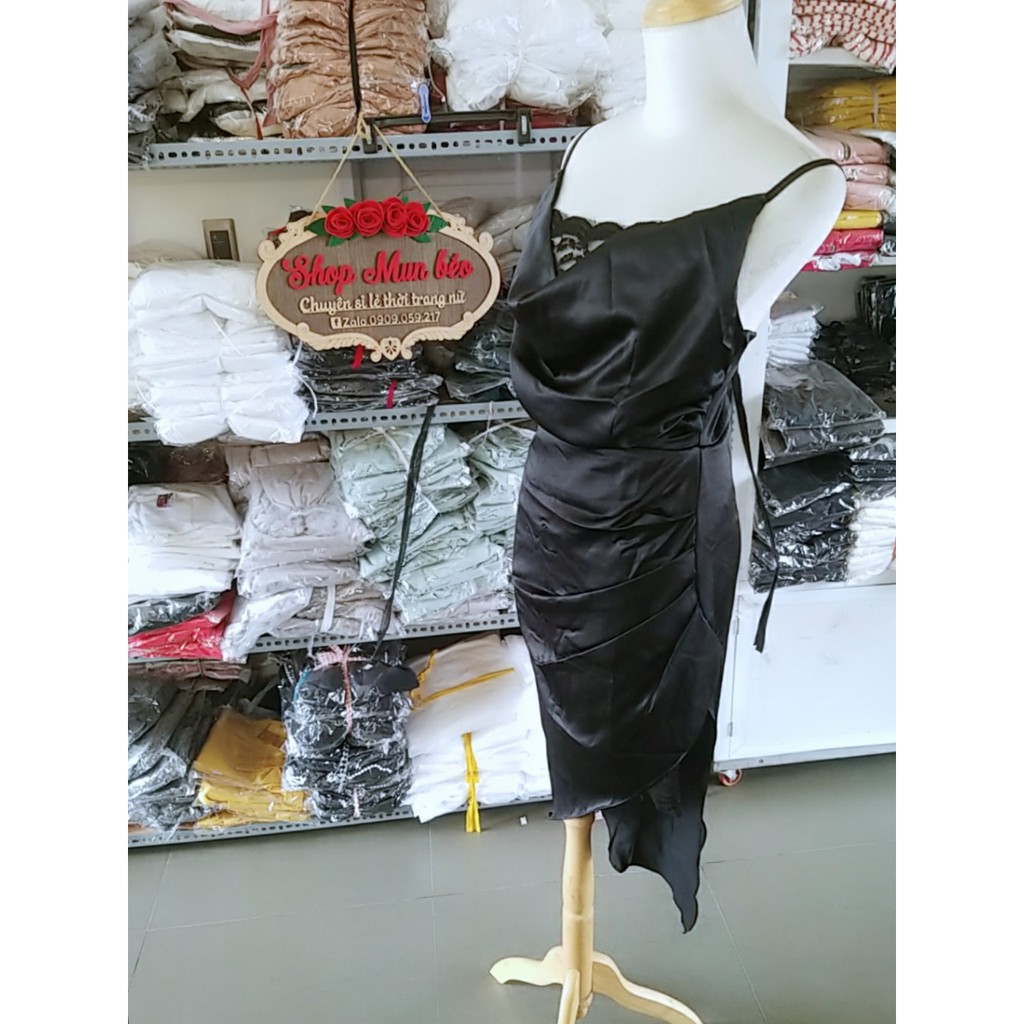 (VIDEO+HÌNH THẬT) Váy Đầm 2 Dây Cổ Đổ Phối Ren Sang Trọng Thời Trang Công Sở Dạo Phố Dự Tiệc Hàng Cao Cấp | BigBuy360 - bigbuy360.vn