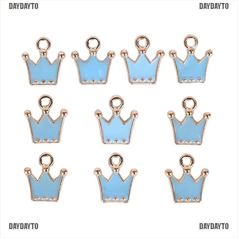 Bộ 10 Mặt Dây Chuyền Hình Vương Miện Tráng Men DIY