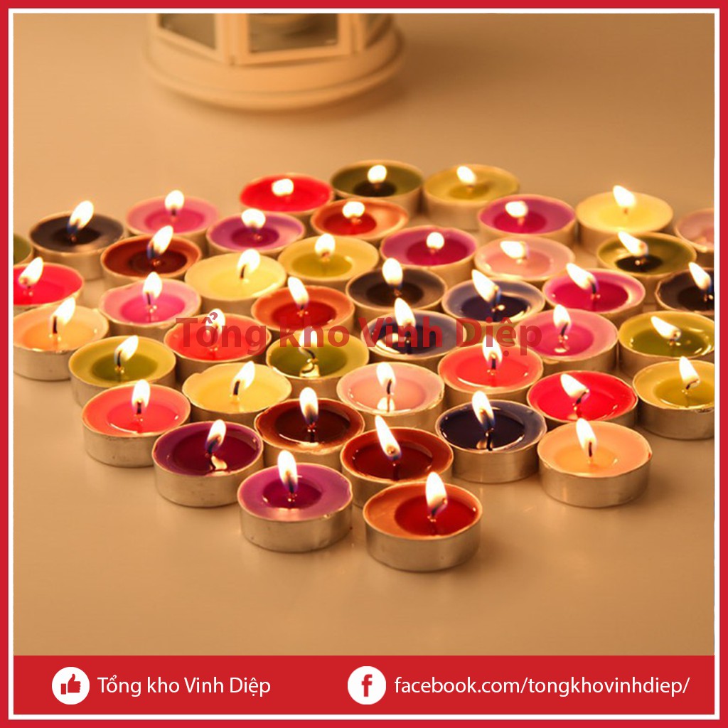 Vỉ 10 nến sáp tealight hình hoa, nến sáp tròn tarot