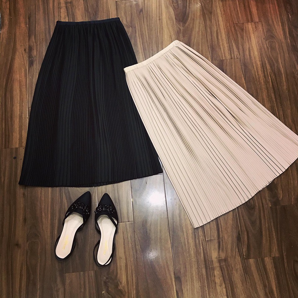 CHÂN VÁY XẾP LY CẠP LỤA THỜI TRANG HÀN QUỐC CV370