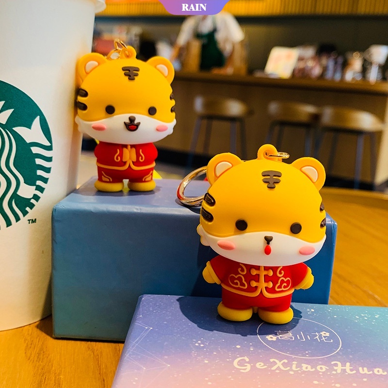 Móc Khóa PVC Họa Tiết Chú Hổ Hoạt Hình Dễ Thương Cho Năm Mới