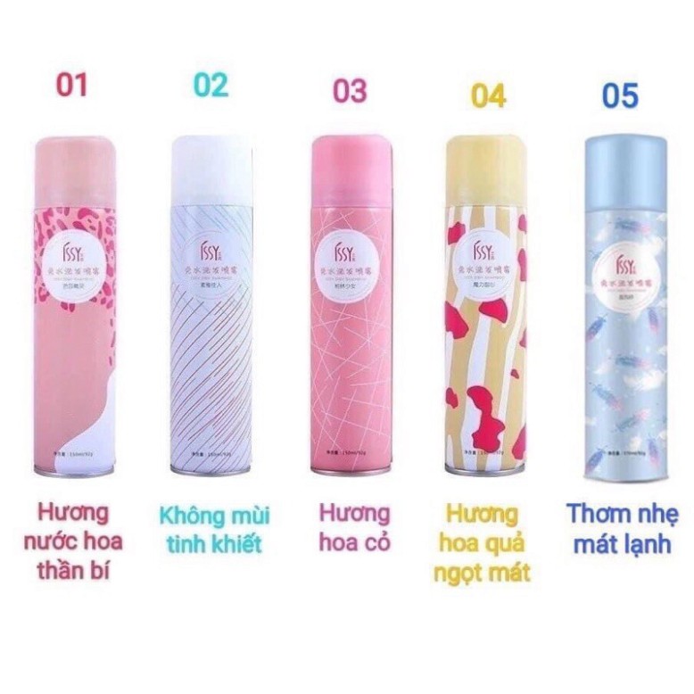 Dầu Gội Khô Dạng Xịt Issy 150ml Giúp Tóc Bồng Bềnh, Mượt Mà, Không Bết Dính Do Mồ Hôi, Hàng Nội Địa Trung