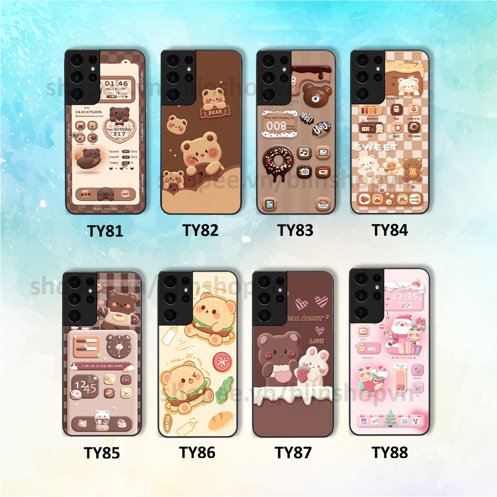 Ốp Samsung S21 Ultra in hình gấu chocolate kẹo ngọt siêu đẹp siêu xinh