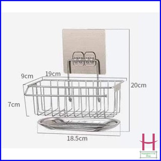 Kệ inox để đồ rửa chén bát dán tường có khay hứng nước cao cấp { H }