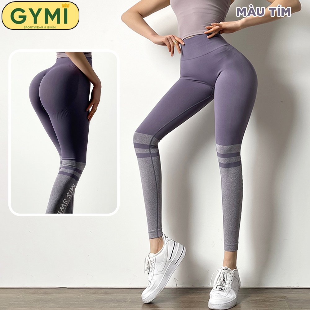 Quần tập gym yoga nữ chun mông GYMI QD38 dáng legging thể thao chất dệt cao cấp co giãn thấm mồ hôi