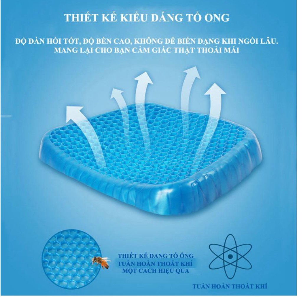 Đệm ngồi 3D silicon thoáng khí 2 lớp