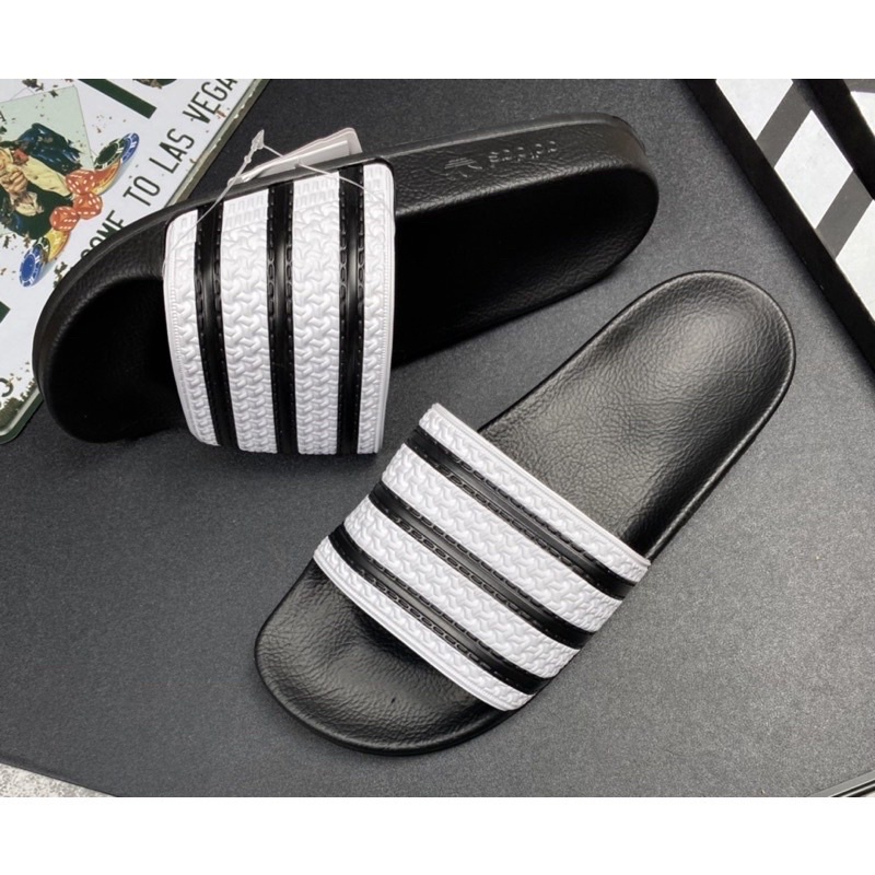 Dép Nam - Dép Bánh Mỳ Quai Ngang Italy Màu Đen 3 Sọc Trắng, Sọc Đen, Sọc Xanh