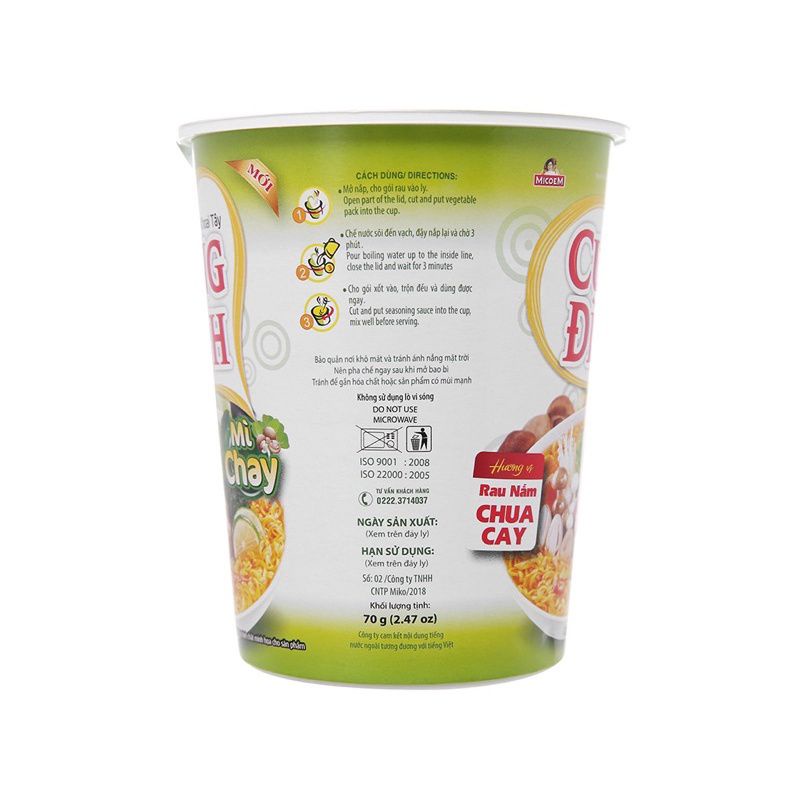 Mì ly cung đình loại dành cho người ăn chay