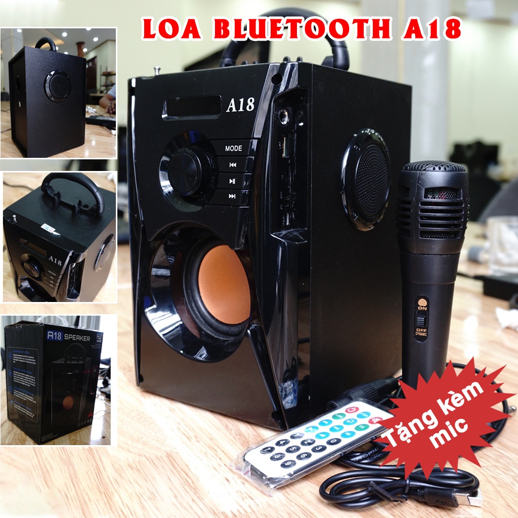 Loa bluetooth Xách tay, Loa Karaoke mini A18, Tặng kèm Mic hát siêu hay, Dung lượng pin khủng, Màn led điều khiển