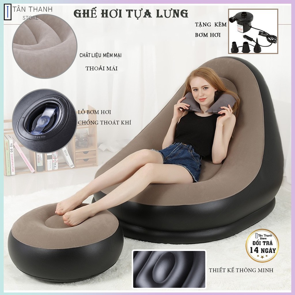 Ghế hơi❤️SALE❤️Ghế hơi tựa lưng, SOFA cao cấp êm ái dùng cho cả gia đình thư giãn tặng kèm bơm hơi  [Bơm Điện ]