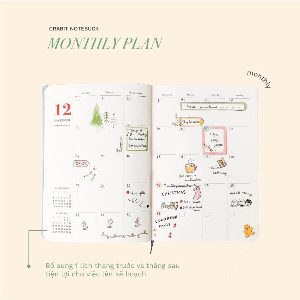 Quà 8/3 - Sổ tay kế hoạch Crabit Planner 2022 - Passionate - A5 layout chi tiết - Giao hỏa tốc