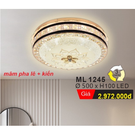 Đèn Mâm Ốp Trần Pha Lê -Thủy tinh, Đèn Trang Trí Phòng Khách/Phòng Ngủ Sang Trọng