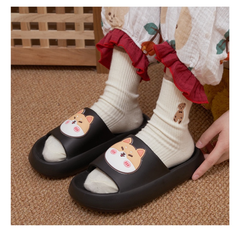 Dép mùa hè dép mang trong nhà dễ thương hình Chó Shiba ngộ nghĩnh, Dép chống trơn trượt Chó Shiba chibi dễ thương