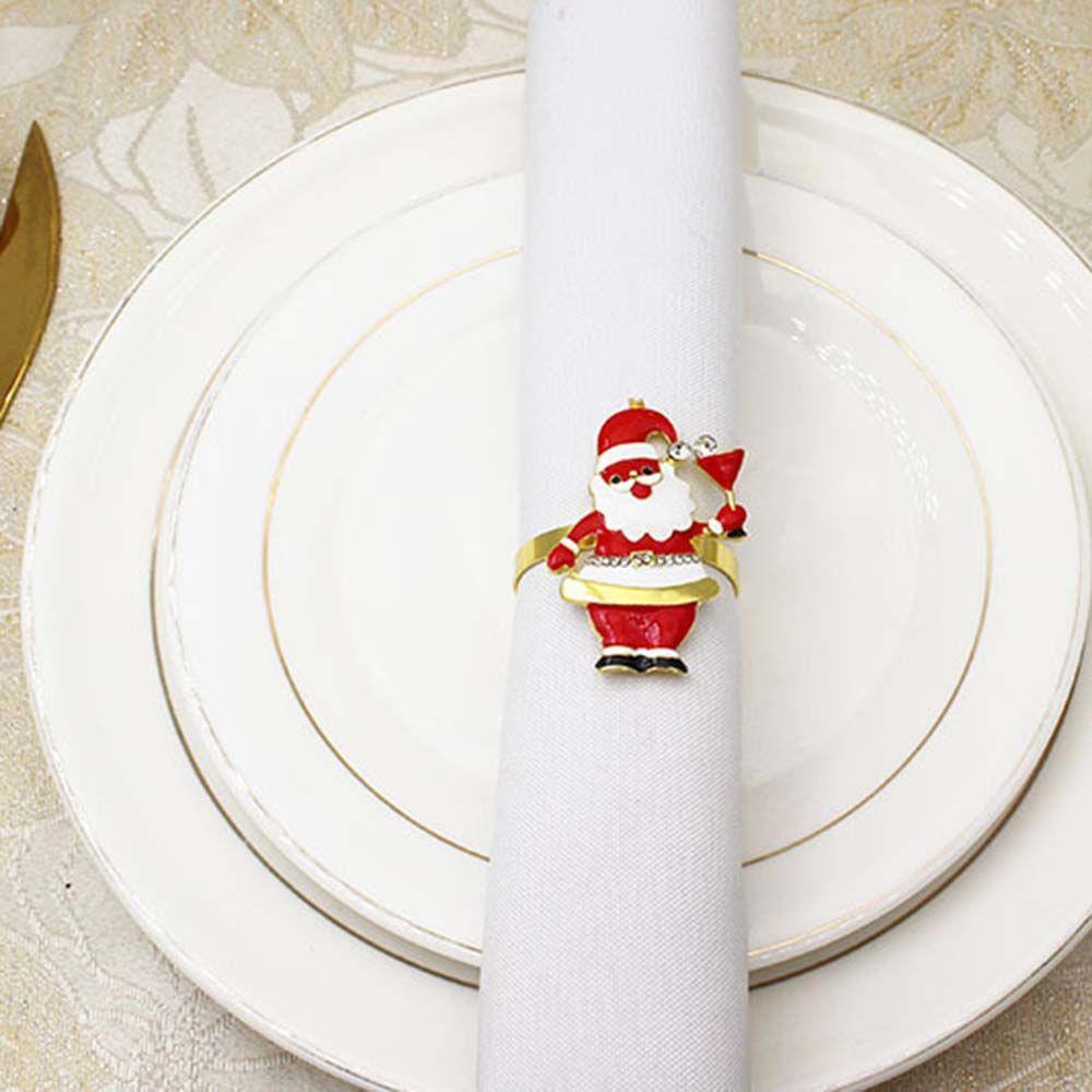 KUNHEV Vòng Nhẫn Treo Khăn Ăn Hình Tuần Lộc / Ông Già Noel DIY