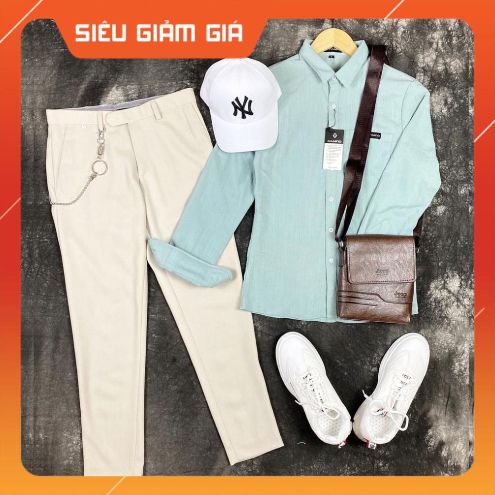 SET quần áo nam Quần Âu Áo Sơ Mi XANH dáng đẹp phong cách