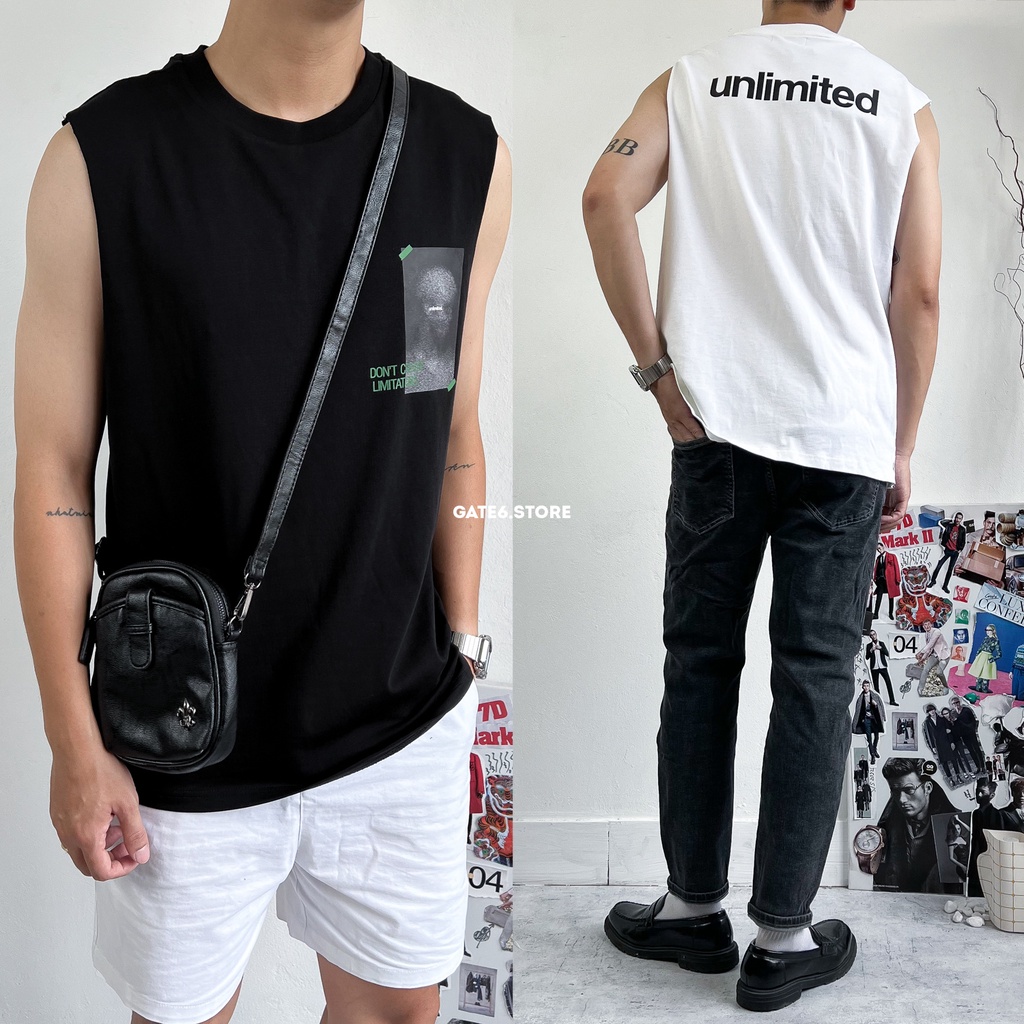 Áo Phông GATE6 SL Unlimited, thun ba lỗ tanktop cotton 2 chiều in hình kiểu Hàn - GATE6 - #0037