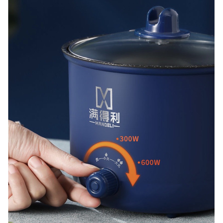 Nồi Lẩu Điện Mini Núm Xoay 2 NẤC NHIỆT Kèm Giá Hấp 1,8L, Ca Nấu Mì,Nấu Cơm Đa Năng 2 Tầng Cao Cấp