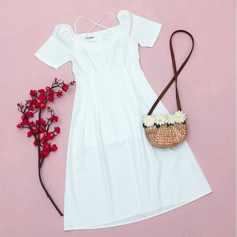 🌸 Đầm maxi trắng hai dây chéo ngực | BigBuy360 - bigbuy360.vn