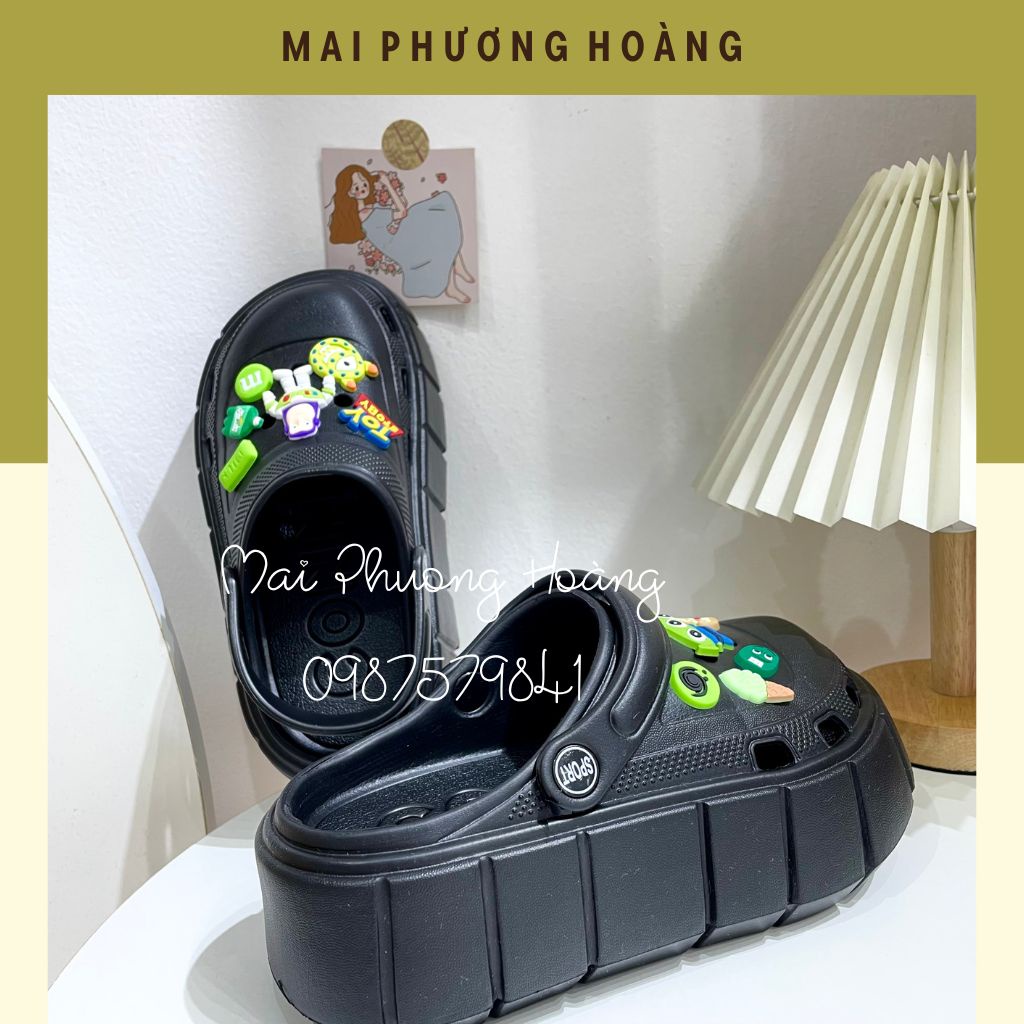 Dép sục Cross nữ đế cao 6cm phong cách Hàn Quốc siêu nhẹ kèm Sticker