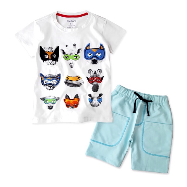 Bộ bé trai Carters hình thú in đắp CÒN SIZE 2tuoi