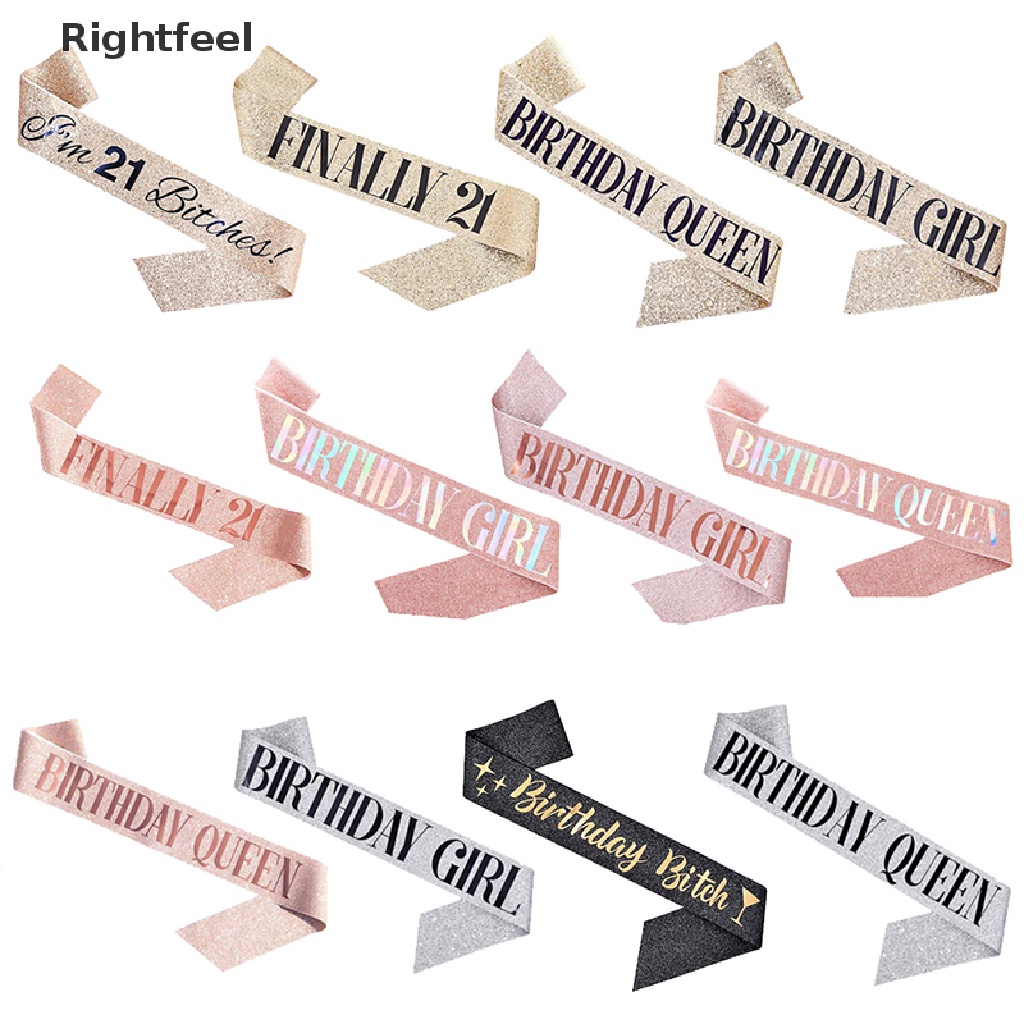 Dây Đeo Chéo Vải Satin In Chữ Birthday Queen / Girl 21 Dành Cho Tiệc Sinh Nhật