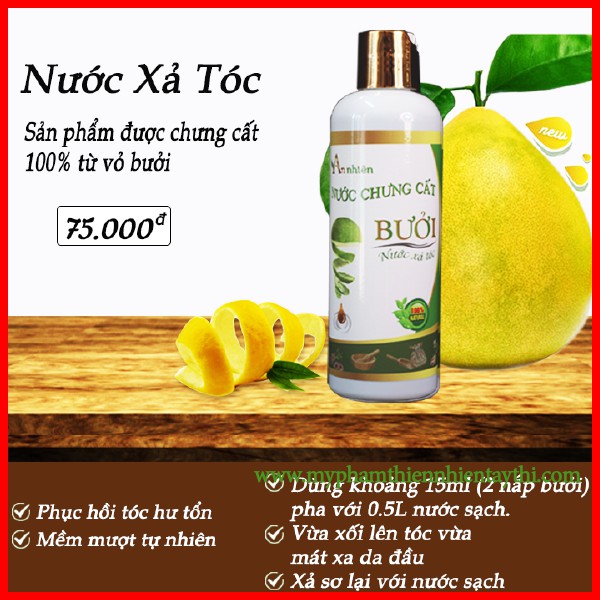 Nước Xả Bưởi Dưỡng Tóc Chưng Cất Từ Vỏ Bưởi An Nhiên