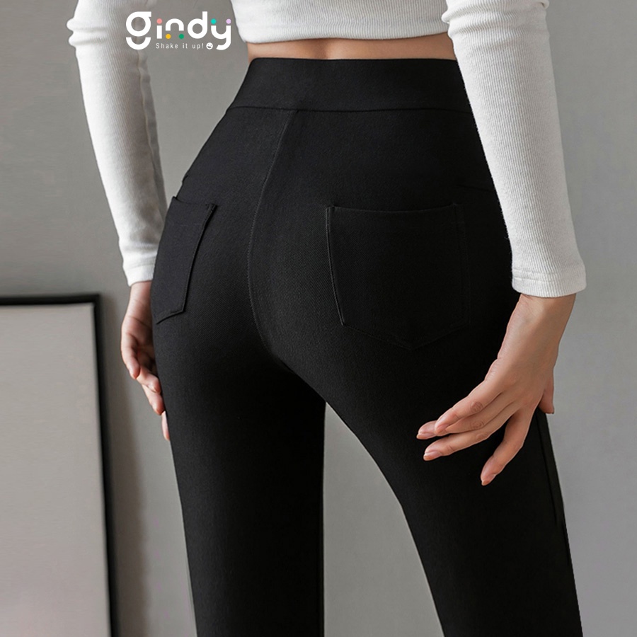 Quần legging nữ dài nâng mông lưng cạp cao hack dáng tôn body GINDY vải dày dặn suông mềm thiết kế có túi ôm bó Q005